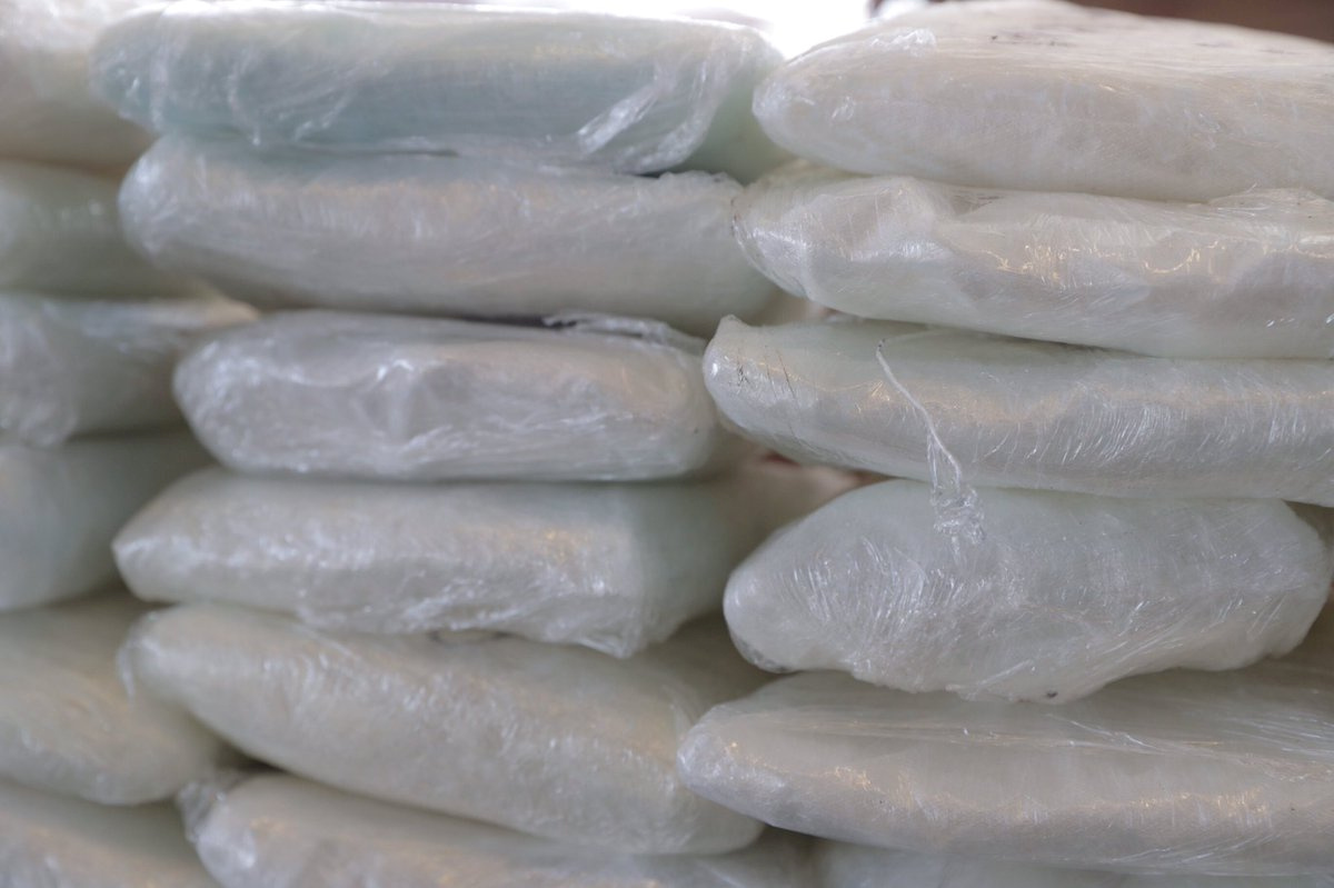 Packets of fentanyl mostly in powder form and methamphetamine, which U.S. Customs and Border Protection say they seized from a truck crossing into Arizona from Mexico, is on display during a news conference at the Port of Nogales, Arizona, U.S., January 31, 2019.   Courtesy U.S. Customs and Border Protection/Handout via REUTERS   ATTENTION EDITORS - THIS IMAGE HAS BEEN SUPPLIED BY A THIRD PARTY.