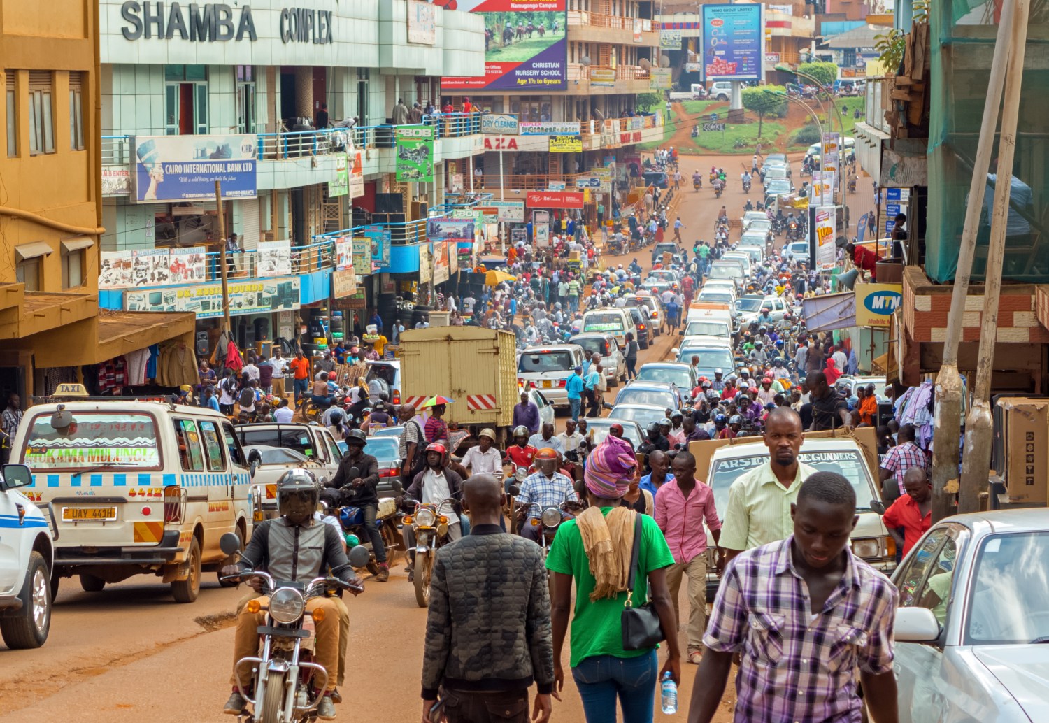 Heavy traffic in Kampala, Uganda