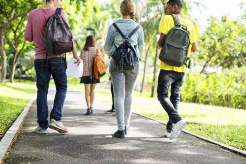 Students walking
