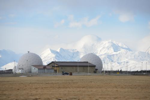 Defense Satellite Communication System with Alaska Range at the Ft. Greely missile defense complex in Fort Greely, Alaska, U.S., April 26, 2018.  REUTERS/Mark Meyer