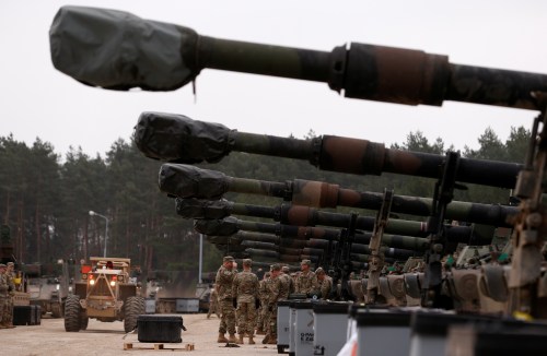 U.S. troops from 2nd Armored Brigade Combat Team, 1st Armored Division check military equipment after their deployment to Poland for military exercises in Drawsko Pomorskie training area, Poland March 21, 2019.  REUTERS/Kacper Pempel