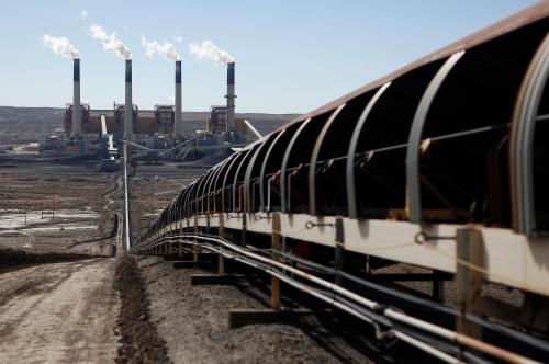 Coal is transported via conveyor belt to the coal-fired Jim Bridger Power Plant that supplied by the neighboring Jim Bridger mine that is owned by energy firm PacifiCorp and the Idaho Power Company, outside Point of the Rocks, Wyoming March 14, 2014. West Virginia mined 120 million tons (109 metric tons) of coal in 2012, second to Wyoming, or about 12 percent of total U.S. production. Kentucky was third with about 9 percent of output, according to the National Mining Association.  REUTERS/Jim Urquhart  (UNITED STATES - Tags: ENERGY BUSINESS)