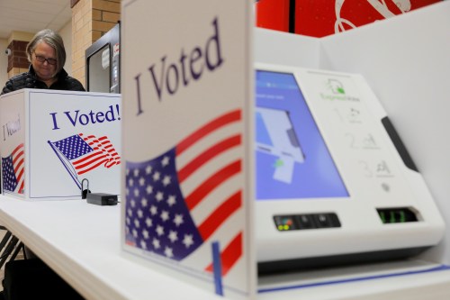 A woman casts her ballot at a polling station for the South Carolina primary in Indian Land, South Carolina, U.S., February 29, 2020.  REUTERS/Lucas Jackson