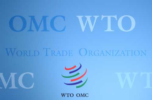 FILE PHOTO: The logo of the World Trade Organization (WTO) is pictured after a General Council meeting in Geneva, Switzerland, July 23, 2020. REUTERS/Denis Balibouse/File Photo