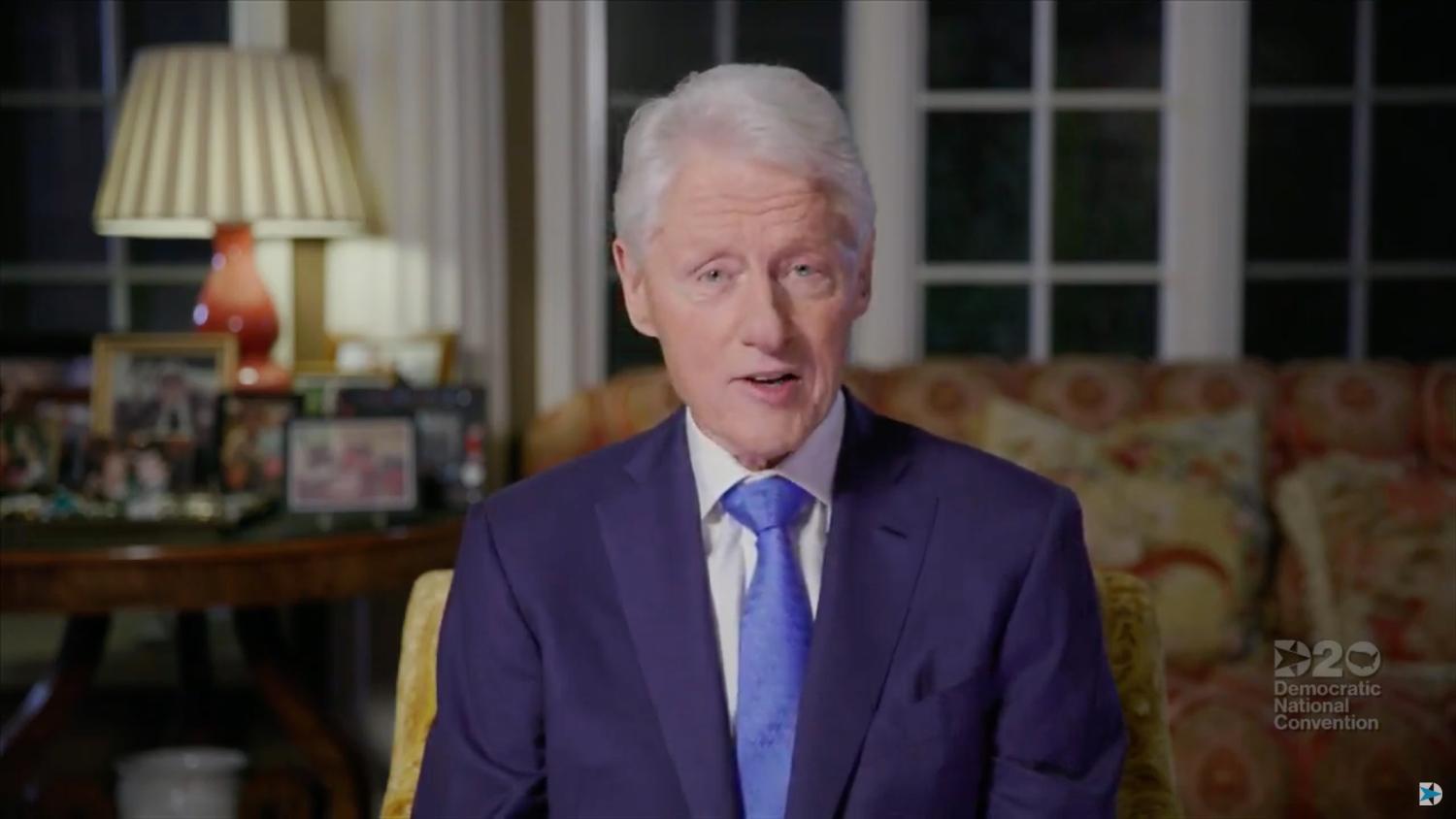 August 18, 2020; Milwaukee, WI, USA; (Editors Note: Screen grab from Democratic National Convention video stream) Former President Bill Clinton speaks to viewers from New York during the Democratic National Convention at the Wisconsin Center. Mandatory Credit: Democratic National Convention via USA TODAY NETWORK