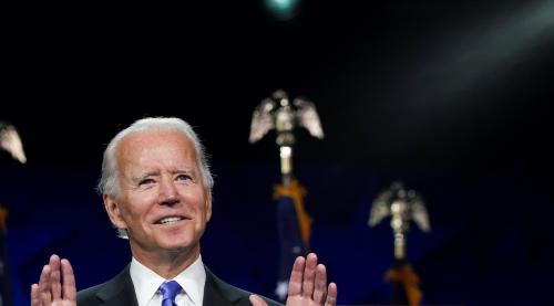 Former U.S. Vice President Joe Biden accepts the 2020 Democratic presidential nomination during a speech delivered for the largely virtual 2020 Democratic National Convention from the Chase Center in Wilmington, Delaware, U.S., August 20, 2020. REUTERS/Kevin Lamarque