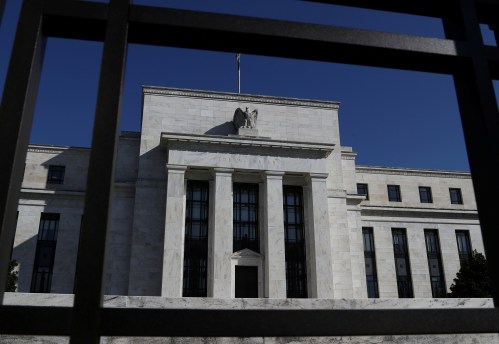 FILE PHOTO: Federal Reserve Board building on Constitution Avenue is pictured in Washington, U.S., March 19, 2019. REUTERS/Leah Millis/File Photo