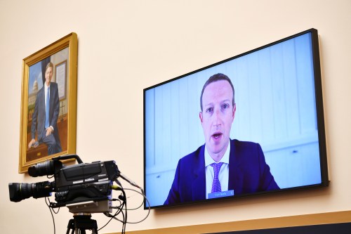 Facebook CEO Mark Zuckerberg testifies before the House Judiciary Subcommittee on Antitrust, Commercial and Administrative Law during a hearing on "Online Platforms and Market Power", in the Rayburn House office Building on Capitol Hill, in Washington, U.S., July 29, 2020. Mandel Ngan/Pool via REUTERS