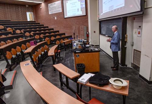 Clemson University Chemistry professor Dr. Will McWhorter  teaches General Chemistry virtually by zoom meeting during the first day of fall classes at Clemson University in Clemson Wednesday, August 19, 2020.Clemson Univeristy First Day Fall Classes Virtual