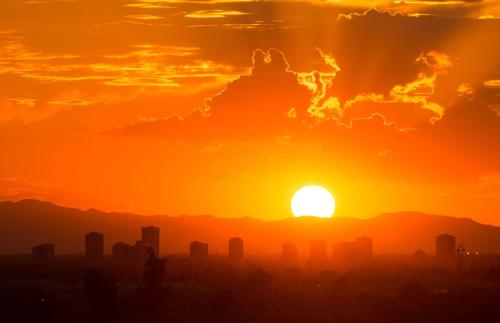 A shot of downtown Phoenix during the summer. Sunlight and heat can combine with pollutants to form ozone.Ozone Warning For Maricopa County