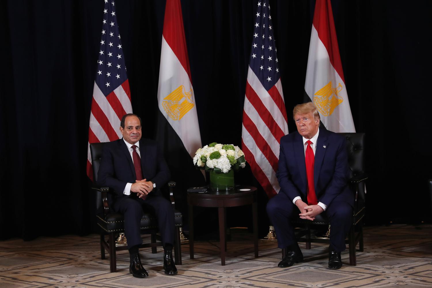 U.S. President Donald Trump holds a bilateral meeting with Egypt's President Abdel Fattah el-Sisi on the sidelines of the annual United Nations General Assembly meeting in New York City, New York, U.S., September 23, 2019. REUTERS/Jonathan Ernst