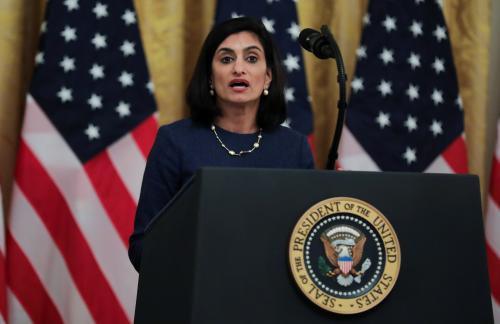 CMS Administrator Seema Verma speaks during an event about senior citizens and the coronavirus disease (COVID-19) pandemic in the East Room at the White House in Washington, U.S., April 30, 2020. REUTERS/Carlos Barria