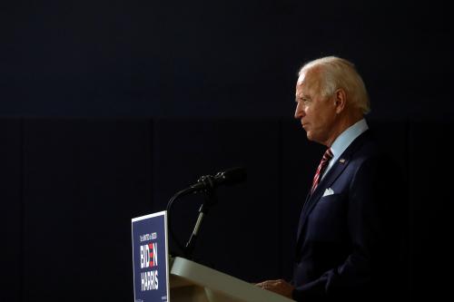 Democratic U.S. presidential nominee and former Vice President Joe Biden delivers remarks and holds a roundtable discussion with veterans at Hillsborough Community College in Tampa, Florida, U.S., September 15, 2020. REUTERS/Leah Millis