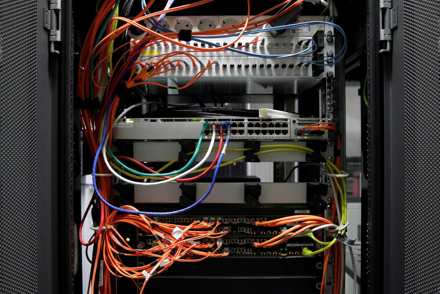 Computer network equipment is seen in a server room in Vienna, Austria, October 25, 2018. REUTERS/Heinz-Peter Bader