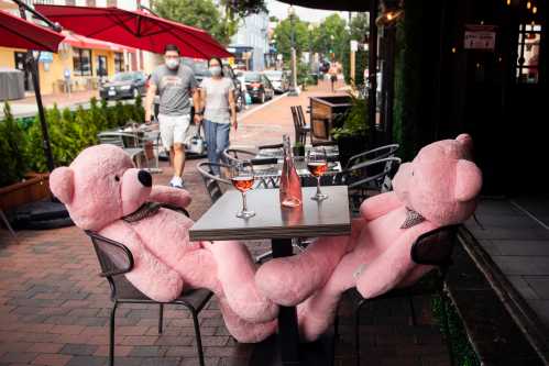 UNITED STATES - SEPTEMBER 3: Teddy Bears are seated to maintain distance between tables at Flavio Restaurant in Georgetown on Thursday, September 3, 2020. (Photo By Tom Williams/CQ Roll Call/Sipa USA)No Use UK. No Use Germany.