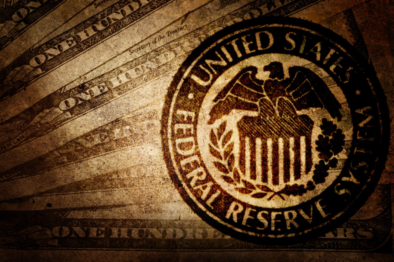 Vintage US dollar. Federal reserve system.