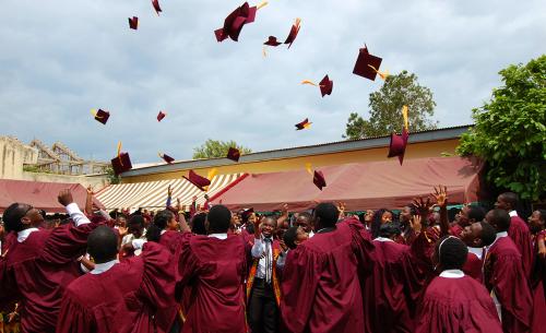 Accra. Ghana - July 27,2013: Students on graduation day