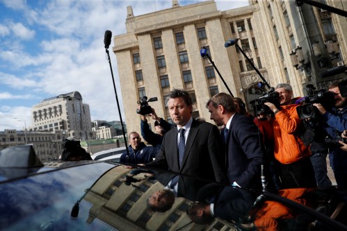 Ambassador of Germany to Russia Geza Andreas von Geyr is seen outside the Russian Foreign Ministry in Moscow, Russia September 9, 2020. REUTERS/Evgenia Novozhenina