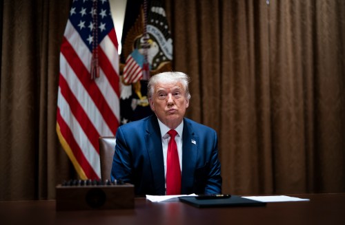 US President Donald J. Trump makes remarks as he meets with US Tech Workers and signs an Executive Order on Hiring Americans, in the Cabinet Room of the White House, in Washington, DC, USA, 03 August 2020. No Use UK. No Use Germany.