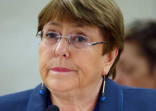 FILE PHOTO: United Nations High Commissioner for Human Rights Michelle Bachelet attends a session of the Human Rights Council at the United Nations in Geneva, Switzerland, February 27, 2020. REUTERS/Denis Balibouse/File Photo