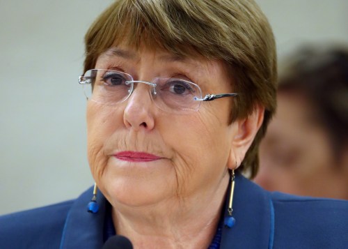 FILE PHOTO: United Nations High Commissioner for Human Rights Michelle Bachelet attends a session of the Human Rights Council at the United Nations in Geneva, Switzerland, February 27, 2020. REUTERS/Denis Balibouse/File Photo