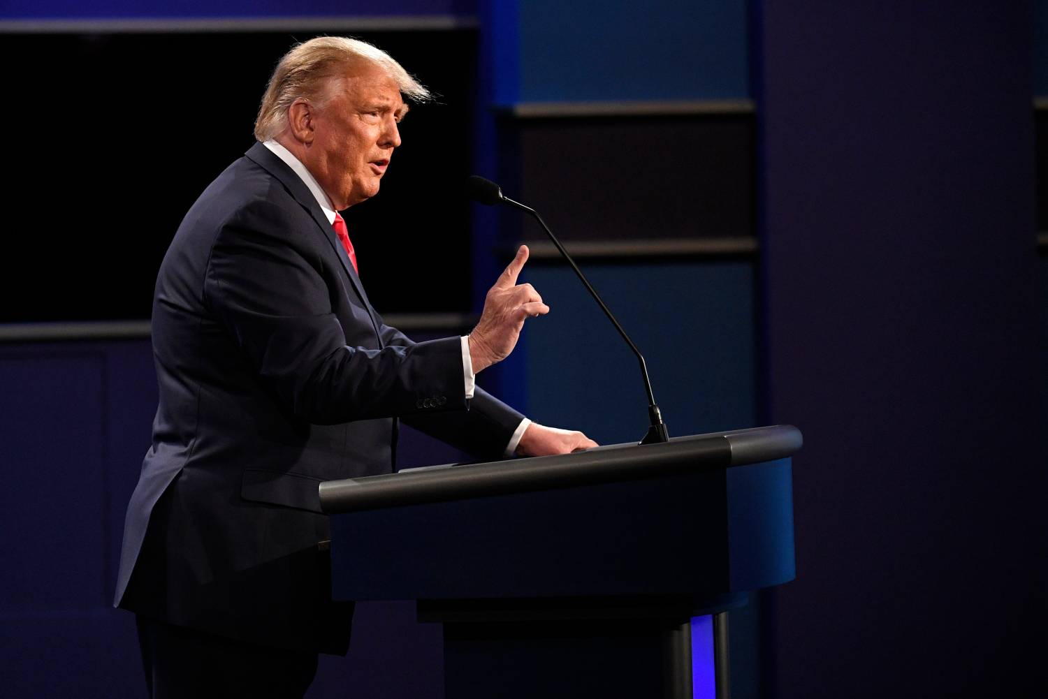 President Donald Trump answers a question at the final debate held in the Curb Event Center at Belmont University on Thursday, Oct. 22, 2020, in Nashville, Tenn.Done An55681