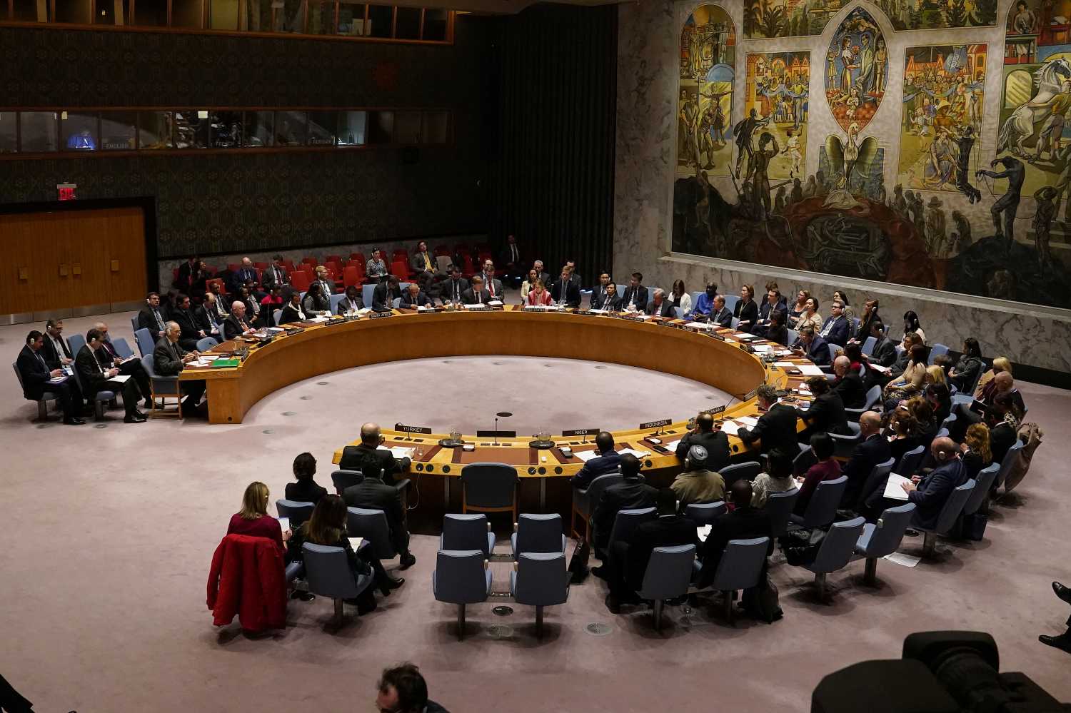 The United Nations Security Council meets about the situation in Syria at United Nations Headquarters in the Manhattan borough of New York City, New York, U.S., February 28, 2020. REUTERS/Carlo Allegri