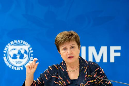 Washington, United States.- IMF Managing Director Kristalina Georgieva, participates in the 2020 Annual Meetings of the International Monetary Fund (IMF) in Washington DC, United States on October 9, 2020. African countries will need 1.2 trillion dollars until 2023 to repair the economic damage caused by the coronavirus pandemic, Georgieva said this Friday (9), while the commitments of official lenders and international institutions cover less than a quarter of the projected need.