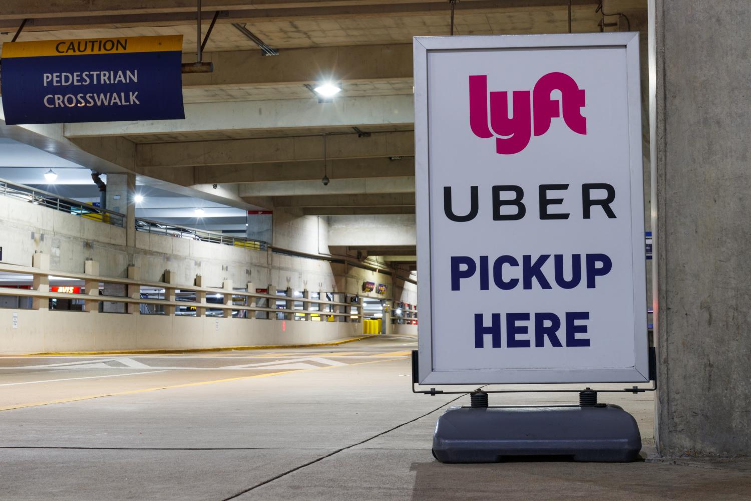 Indianapolis - Circa June 2019: Lyft and Uber pickup spot at the airport. Lyft and Uber ride sharing has replaced many Taxi cabs for transportation I