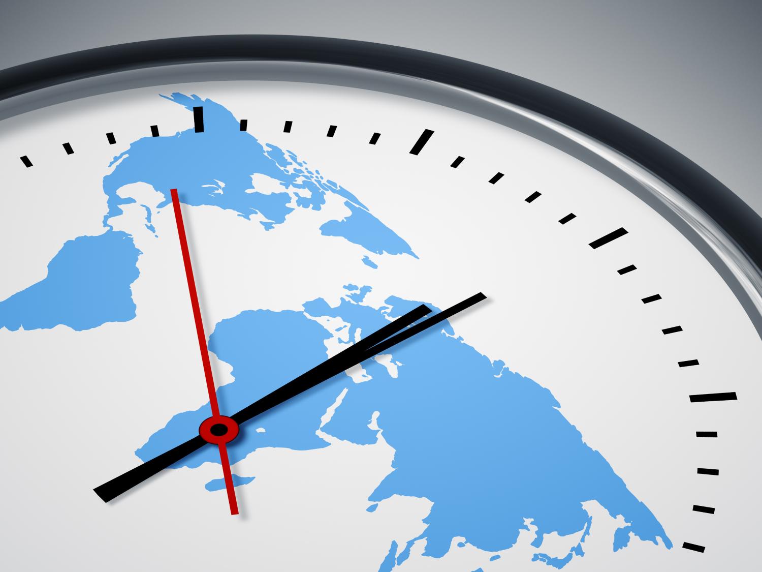 Clock with world map background