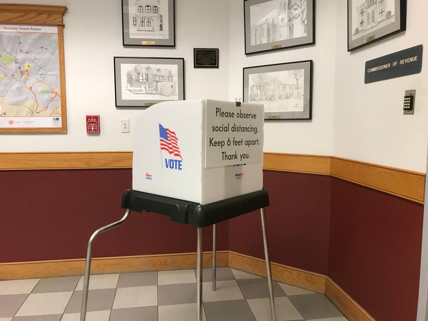 I VOTED TODAY: Private voting booths are provided inside Staunton City Hall in the lobby. Early voting is available weekdays from 9 a.m. to 5 p.m. at 116 W. Beverley St., ending at 5 p.m. the Saturday prior to the election. Photograph taken on Wednesday, Sept. 30, 2020.Img 9257