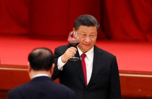 Chinese President Xi Jinping attends the National Day reception on the eve of the 71st anniversary of the founding of the People's Republic of China, following an outbreak of the coronavirus disease (COVID-19), in Beijing, China September 30, 2020. REUTERS/Thomas Peter
