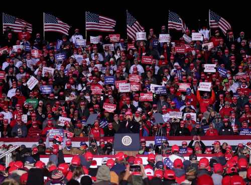 President Donald Trump speaks at a campaign rally in Kenosha on Monday.Trump Kenosha 0607