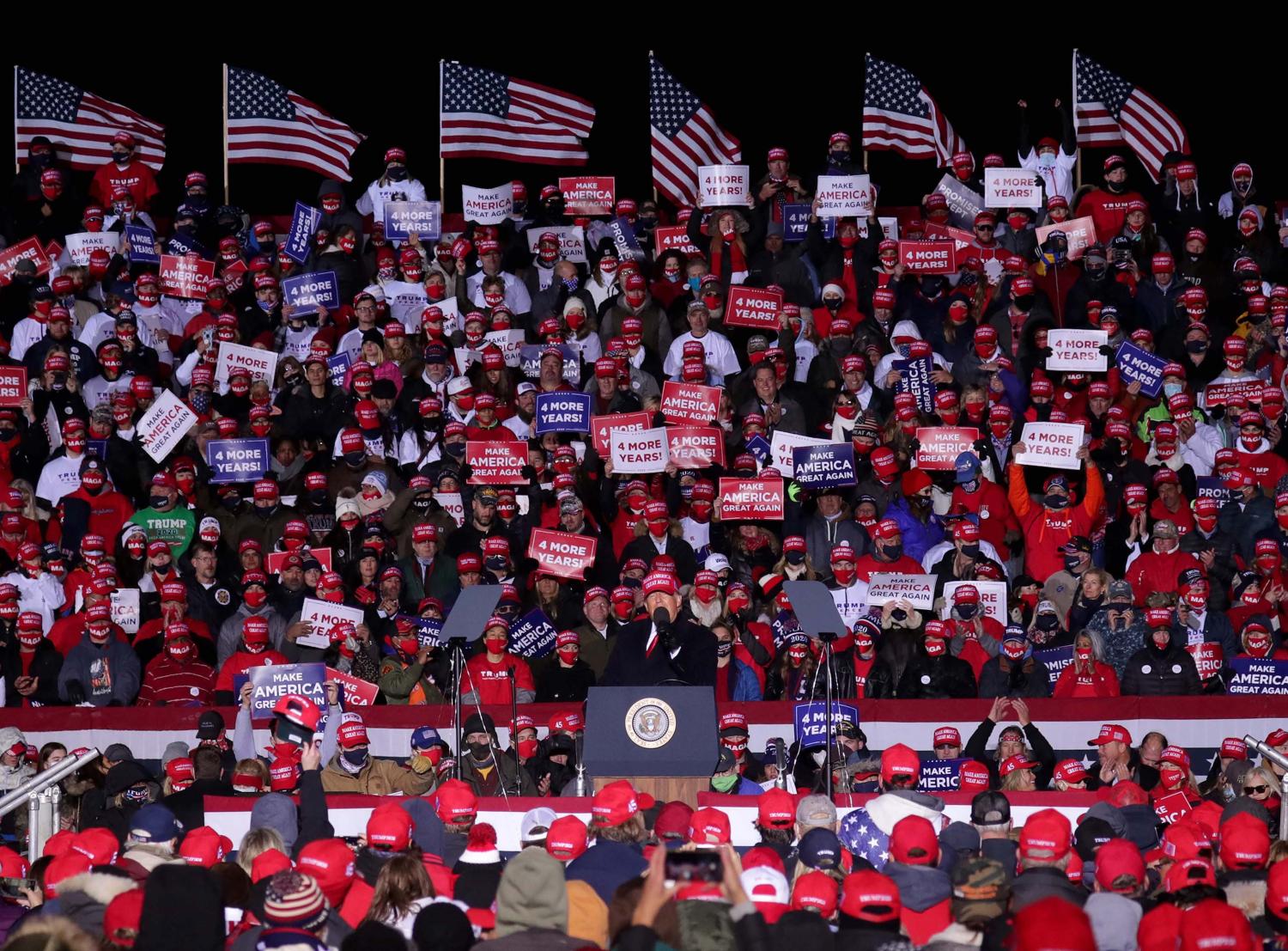 President Donald Trump speaks at a campaign rally in Kenosha on Monday.Trump Kenosha 0607