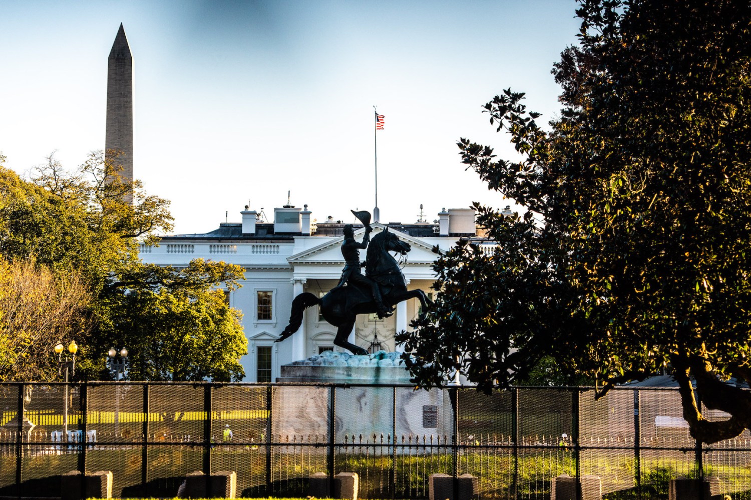 WASHINGTON D.C. NOVEMBER 4- A view of the White House from Black Lives Matter Plaza on November 4, 2020 in Washington D.C. on Election Day. Photo: Chris Tuite/ImageSPACE/Sipa USANo Use UK. No Use Germany.