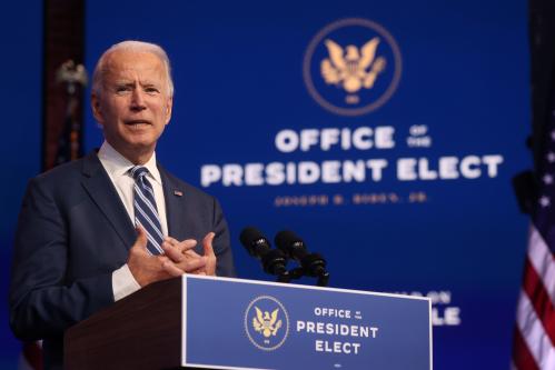 U.S. President-elect Joe Biden speaks about  health care and the Affordable Care Act (Obamacare) at the theater serving as his transition headquarters in Wilmington, Delaware, U.S. November 10, 2020.  REUTERS/Jonathan Ernst  