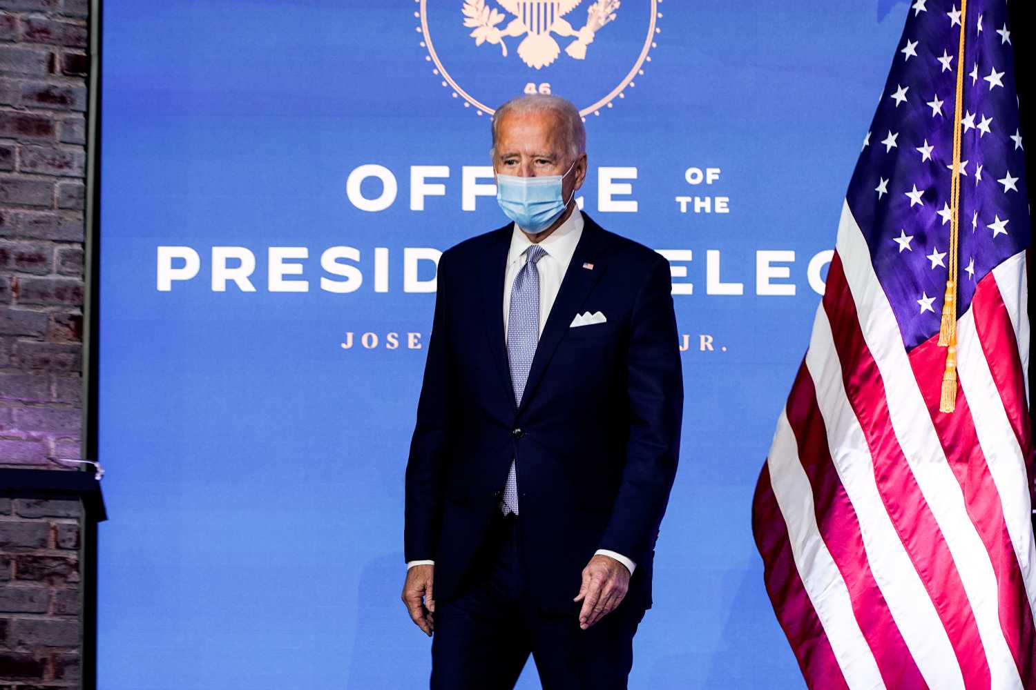 U.S. President-elect Joe Biden arrives to announce his national security nominees and appointees at his transition headquarters in Wilmington, Delaware, U.S., November 24, 2020. REUTERS/Joshua Roberts