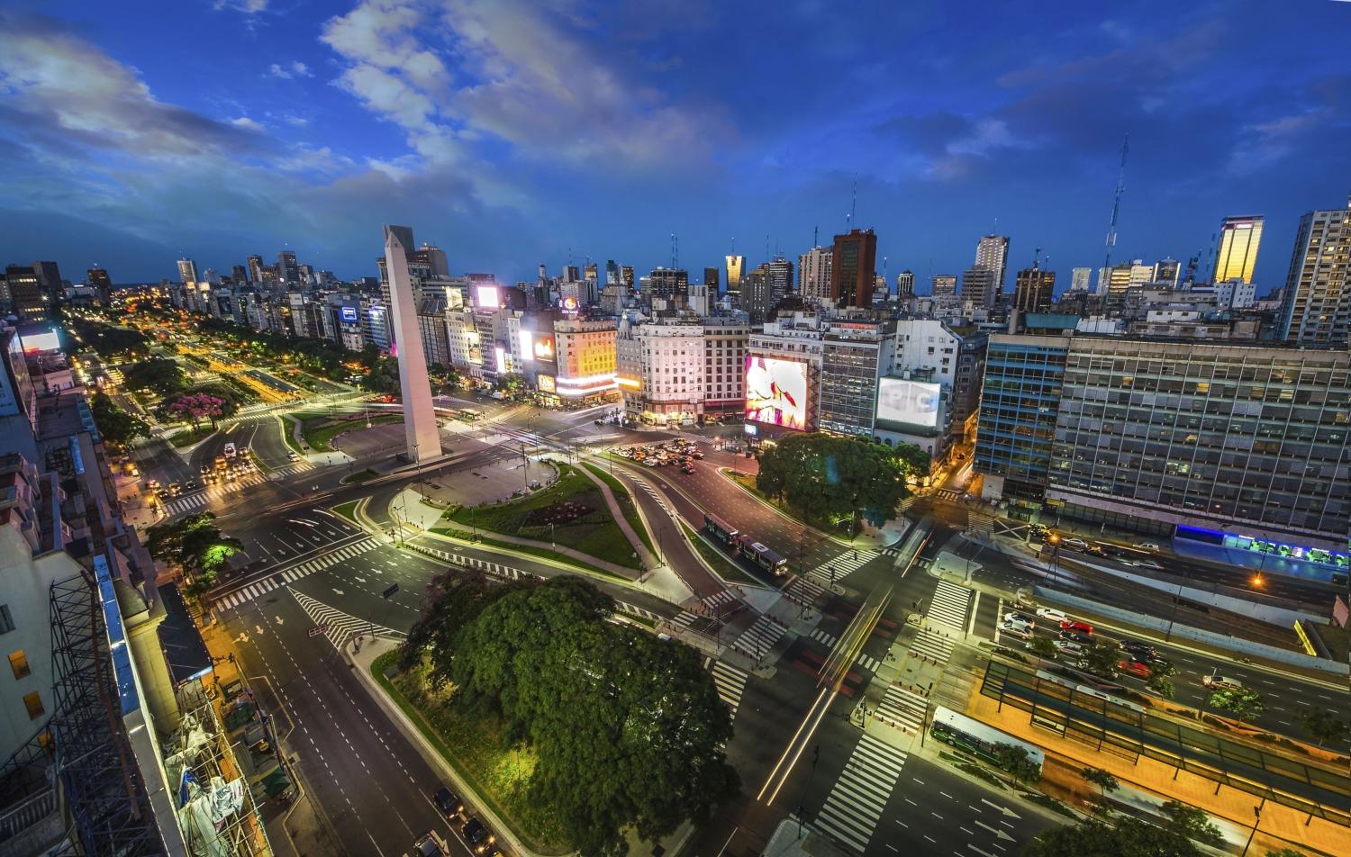 Buenos Aires, Argentina, - February. 20. 2016: Aerial view of Buenos Aires city at night