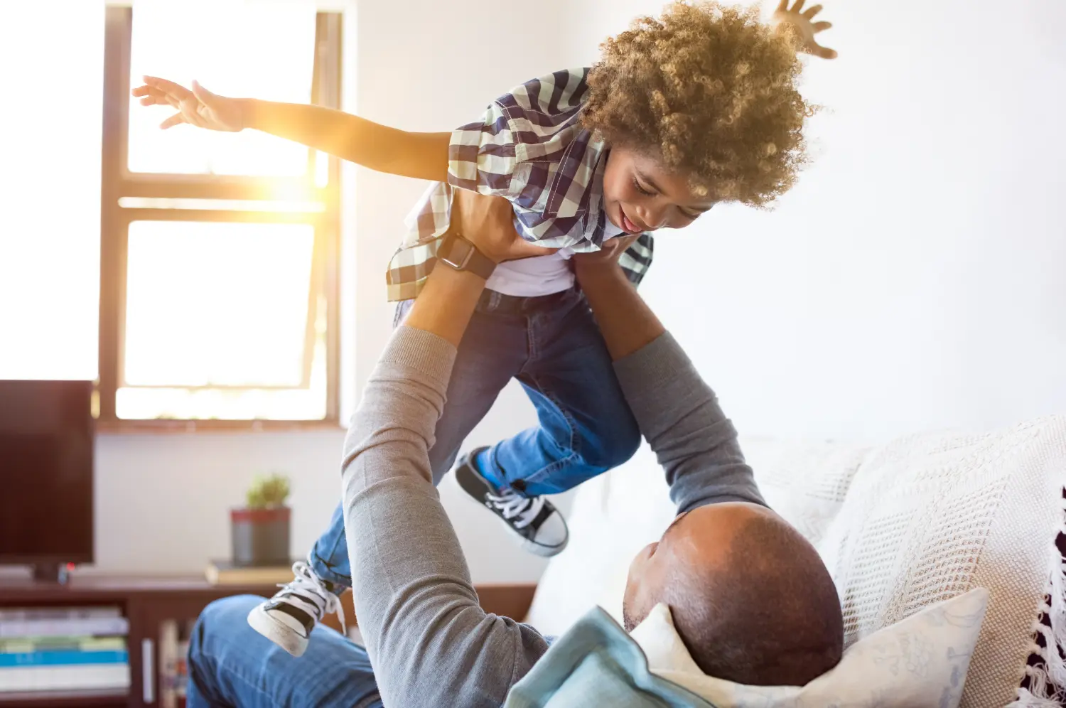 Father playing with son