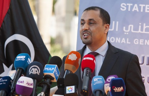 Saleh al-Makzom, deputy president of Libya's General National Congress (GNC), speaks during UN-brokered talks in Skhirat, near Rabat, Morocco June 25, 2015.  REUTERS/Stringer