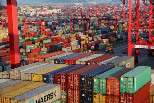 FILE PHOTO: Container boxes are seen at the Yangshan Deep Water Port, part of the Shanghai Free Trade Zone, in Shanghai, China September 24, 2016. Picture taken September 24, 2016. REUTERS/Aly Song/File Photo/File Photo