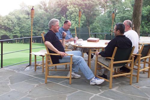 President Clinton meets with Prime Minister Barak at Camp David. L-R President Clinton,Bruce Reidel, Prime Minister Barak, General Danny Yatom17 July 00White House Photo by Sharon Farmer