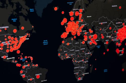 Graphic showing COVID hotspots around the world.