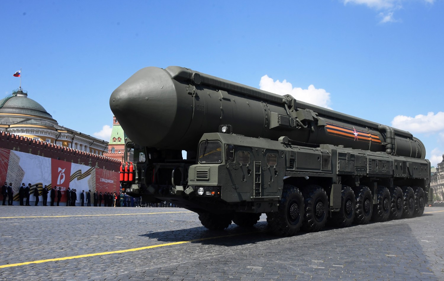 A Russian Yars intercontinental ballistic missile system drives during the Victory Day Parade in Red Square in Moscow, Russia, June 24, 2020. The military parade, marking the 75th anniversary of the victory over Nazi Germany in World War Two, was scheduled for May 9 but postponed due to the outbreak of the coronavirus disease (COVID-19). Host photo agency/Iliya Pitalev via REUTERS