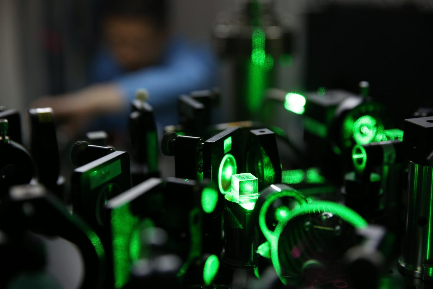 A Chinese researcher works on an ultracold atom device at the CAS-Alibaba Quantum Computing Laboratory in Shanghai, China.