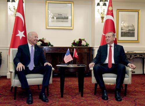 U.S. Vice President Joe Biden (L) attends a bilateral meeting with Turkish President Tayyip Erdogan in Washington March 31, 2016.      REUTERS/Joshua Roberts      TPX IMAGES OF THE DAY