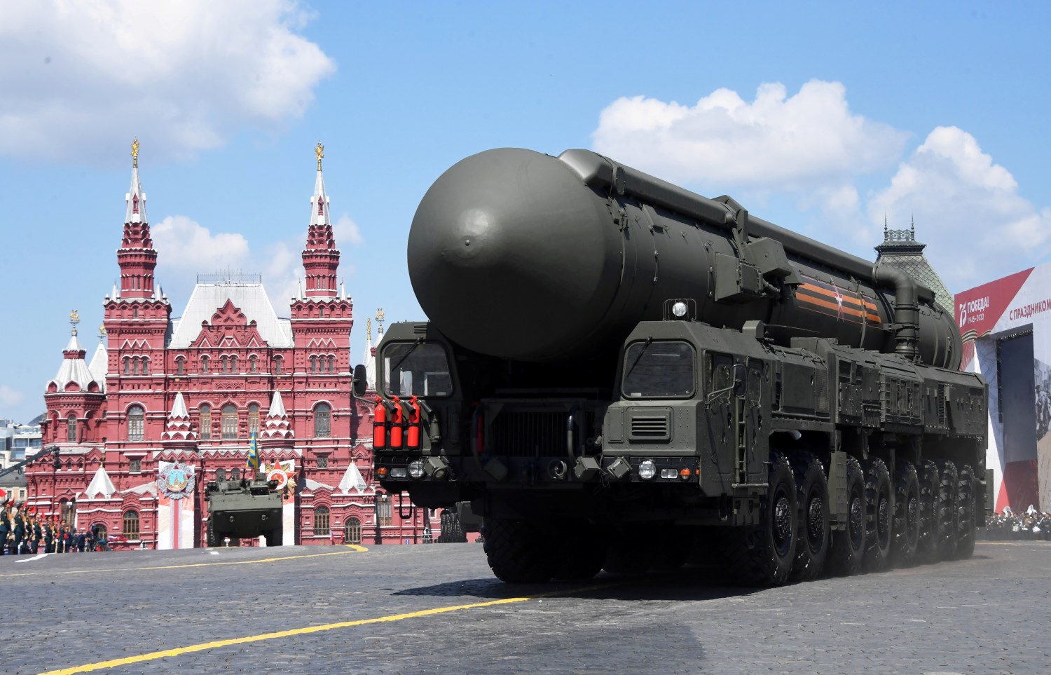FILE PHOTO: A Russian Yars intercontinental ballistic missile system drives during the Victory Day Parade in Red Square in Moscow, Russia, June 24, 2020. The military parade, marking the 75th anniversary of the victory over Nazi Germany in World War Two, was scheduled for May 9 but postponed due to the outbreak of the coronavirus disease (COVID-19). Host photo agency/Iliya Pitalev via REUTERS