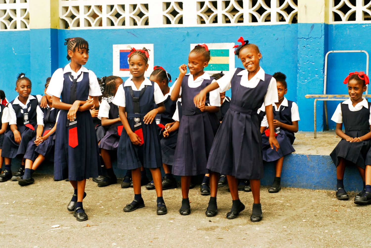 Jamaican students dance at school