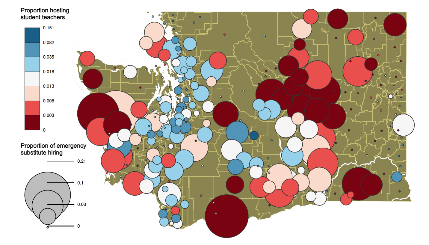 Proportion of Emergency Substitute Teachers and Proportion of Teachers Hosting Student Teachers