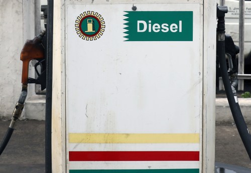 A diesel pump is pictured at a gas station in Lagos, Nigeria September 10, 2019. Picture taken September 10, 2019. REUTERS/Temilade Adelaja